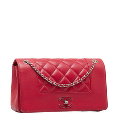 シャネル マトラッセ ココマーク チェーン 斜め掛け ショルダーバッグ レッド レザー レディース CHANEL 【中古】