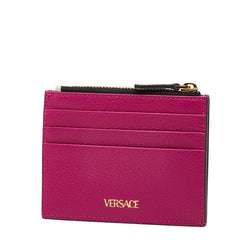 ヴェルサーチェ ヴィルトゥス カードケース コインケース ピンク レザー レディース VERSACE 中古