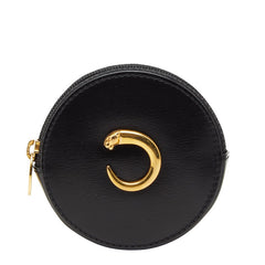 カルティエ パンテール ラウンド コインケース ブラック ゴールド レザー レディース CARTIER 【中古】