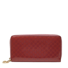 グッチ マイクログッチシマ ラブリー ラウンドファスナー 長財布 308005 ピンク エナメル レディース GUCCI 【中古】