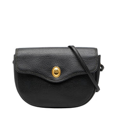 ディオール CDロゴ 斜め掛け ショルダーバッグ ブラック レザー レディース Dior 【中古】