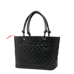 シャネル マトラッセ カンボン トートバッグ ブラック レザー パテントレザー レディース CHANEL 【中古】