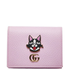 グッチ GGマーモント ボスコ 二つ折り財布 コンパクトウォレット 499325 ピンク レザー レディース GUCCI 【中古】
