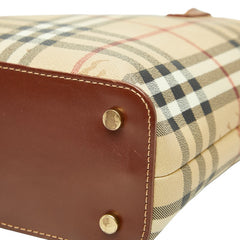 バーバリー ノバチェック シャドーホース ハンドバッグ ベージュ マルチカラー PVC レザー レディース BURBERRY 【中古】