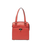 セリーヌ ロゴ ハンドバッグ レッド レザー レディース CELINE 【中古】
