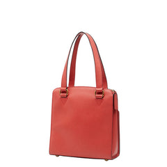 セリーヌ ロゴ ハンドバッグ レッド レザー レディース CELINE 【中古】