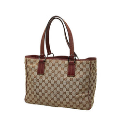 グッチ GGキャンバス トートバッグ ハンドバッグ ベージュ レッド キャンバス レザー レディース GUCCI 【中古】