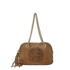 グッチ ソーホー ディスコ タッセル チェーン ショルダーバッグ ハンドバッグ 308983 ブラウン パイソン レディース GUCCI 【中古】
