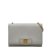 サルヴァトーレフェラガモ ヴァラリボン チェーン ショルダーバッグ AU22-B558 グレー レザー レディース Salvatore Ferragamo 【中古】