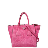 プラダ 三角ロゴプレート ハンドバッグ ショルダーバッグ 2WAY BN2625 ピンク スウェード レディース PRADA 【中古】