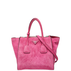プラダ 三角ロゴプレート ハンドバッグ ショルダーバッグ 2WAY BN2625 ピンク スウェード レディース PRADA 【中古】