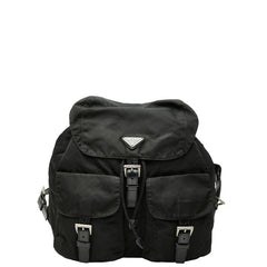 プラダ 三角ロゴプレート リュック バックパック B2811 ブラック ナイロン レザー レディース PRADA 【中古】