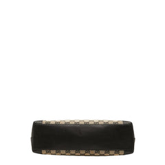 グッチ GGキャンバス ハンドバッグ トートバッグ 002 1119 002058 ベージュ ブラック キャンバス レザー レディース GUCCI 【中古】