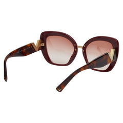 ヴァレンティノ アセテート キャットアイ オーバーサイズ サングラス VA4057 レッド ブラウン プラスチック レディース VALENTINO 中古