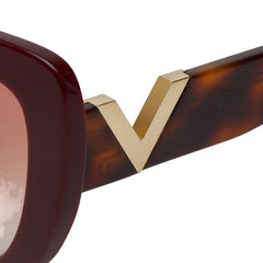 ヴァレンティノ アセテート キャットアイ オーバーサイズ サングラス VA4057 レッド ブラウン プラスチック レディース VALENTINO 中古