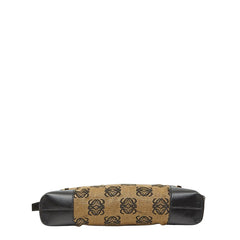 ロエベ アナグラム ハンドバッグ ショルダーバッグ ブラウン ブラック キャンバス レザー レディース LOEWE 【中古】