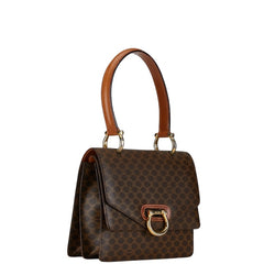 セリーヌ マカダム ハンドバッグ ブラウン PVC レザー レディース CELINE 中古