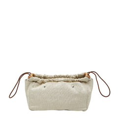 エルメス フールビ25 ポーチ ベージュ ブラウン コットン レザー レディース HERMES 【中古】