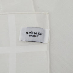 エルメス ハンカチーフ ジャカード H ハンカチ ホワイト コットン レディース HERMES 中古