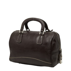 プラダ ロゴ ボストンバッグ ショルダーバッグ 2WAY B11075 ダークブラウン レザー レディース PRADA 【中古】