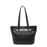 シャネル チョコバー ロゴ トートバッグ ハンドバッグ ブラック キャビアスキン レディース CHANEL 【中古】