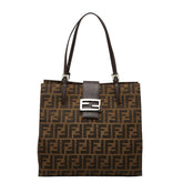 フェンディ ズッカ トートバッグ ショルダーバッグ 肩掛け 0915808 ブラウン キャンバス レザー レディース FENDI 中古