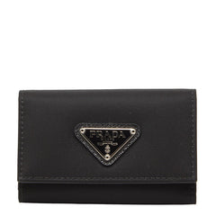 プラダ 三角ロゴプレート 6連 キーケース M222 ブラック ナイロン レディース PRADA 【中古】