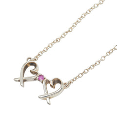 ティファニー ダブル ラビングハート ネックレス シルバー ピンク SV925 シルバー レディース TIFFANY&Co. 中古