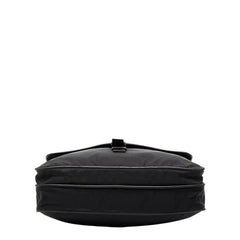 プラダ 三角ロゴプレート ショルダーバッグ ブラック ナイロン レザー レディース PRADA 中古