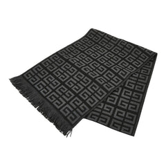 ジバンシー ロゴ マフラー グレー ブラック ウール アクリル レディース Givenchy 【中古】