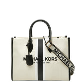 マイケルコース MIRELLA EW トートバッグ ショルダーバッグ 2WAY ホワイト ブラック キャンバス レザー レディース Michael Kors 【中古】