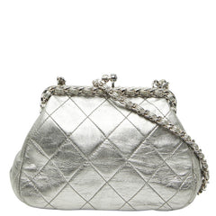シャネル ココマーク マトラッセ チェーンショルダーバッグ シルバー ラムスキン レディース CHANEL 中古
