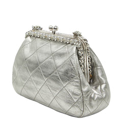 シャネル ココマーク マトラッセ チェーンショルダーバッグ シルバー ラムスキン レディース CHANEL 中古