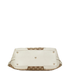 グッチ GGキャンバス ハンドバッグ トートバッグ 145993 ベージュ ホワイト キャンバス レザー レディース GUCCI 【中古】