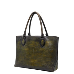 ベルルッティ カリグラフィ スクリット トゥジュール トートバッグ グリーン ブラック ヴェネチアレザー メンズ Berluti 【中古】