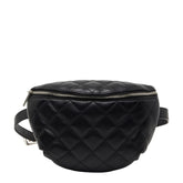 シャネル ユニフォーム マトラッセ ボディバッグ ウエストバッグ ブラック ラムスキン レディース CHANEL 中古