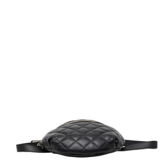 シャネル ユニフォーム マトラッセ ボディバッグ ウエストバッグ ブラック ラムスキン レディース CHANEL 中古