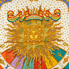 エルメス カレ90 CARPE DIEM 今日一日を楽しむ 太陽 月 星 スカーフ ホワイト マルチカラー シルク レディース HERMES 【中古】