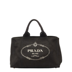 プラダ 三角ロゴプレート カナパM ハンドバッグ 1BG642 ブラック キャンバス レディース PRADA 【中古】