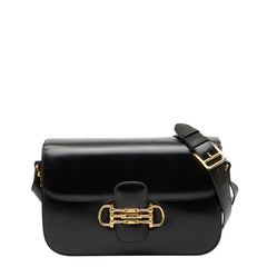 セリーヌ ホースビット 3連 ゴールド金具 ショルダーバッグ ブラック レザー レディース CELINE 【中古】