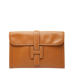 エルメス ジジェPM クラッチバッグ セカンドバッグ ゴールド ブラウン レザー レディース HERMES 【中古】
