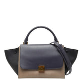 セリーヌ トラペーズ スモール トリコロール ハンドバッグ ショルダーバッグ 2WAY ベージュ ブラック グレー レザー レディース CELINE 【中古】