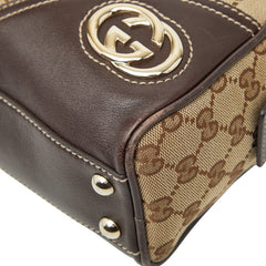 グッチ GGキャンバス インターロッキングG ハンドバッグ 169971 ベージュ ブラウン キャンバス レザー レディース GUCCI 【中古】