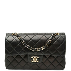 シャネル ココマーク マトラッセ23 ダブルフラップ チェーンショルダーバッグ ブラック ラムスキン レディース CHANEL 【中古】