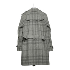 バーバリー チェック トレンチコート サイズM グレー ウール メンズ BURBERRY 中古