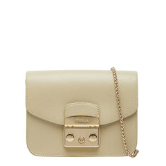 フルラ メトロポリス チェーン ミニショルダーバッグ ベージュ レザー レディース Furla 中古