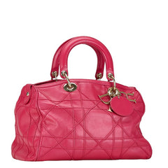 ディオール グランヴィル カナージュ ハンドバッグ ショルダーバッグ 2WAY ピンク レザー レディース Dior 【中古】
