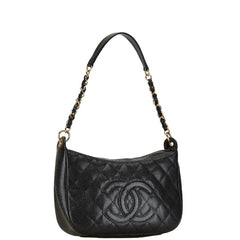 シャネル マトラッセ ココマーク チェーン ショルダーバッグ ブラック キャビアスキン レディース CHANEL 中古
