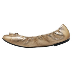 ルイ ヴィトン パドロック バレエシューズ パンプス サイズ:38 1/2 ゴールド レザー レディース LOUIS VUITTON 【中古】