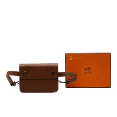 エルメス ポシェット グリーン ウエストバッグ ブラウン レザー レディース HERMES 【中古】